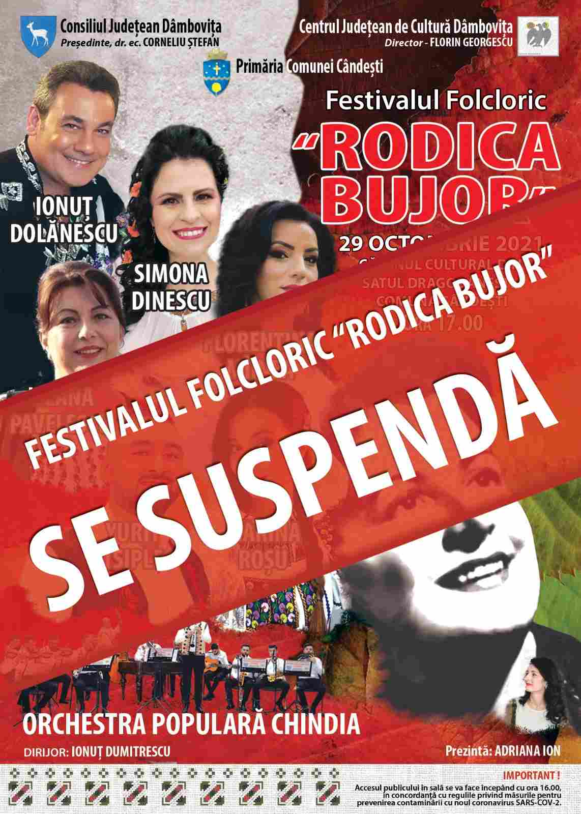  Festivalul „Rodica Bujor”, suspendat din cauza condițiilor epidemiologice