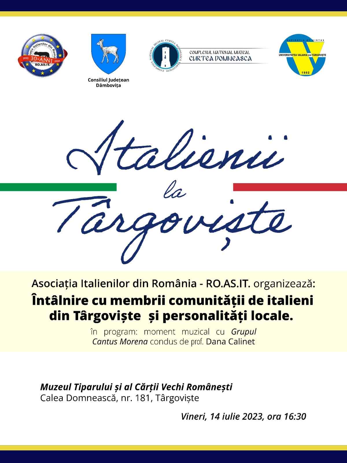  „Italienii la Târgoviște” - întâlnire cu membrii comunității, organizată la Muzeul Tiparului și al Cărții Vechi Românești
